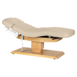 Sillon Relax Beige Bois Clair (2) table de soin Sillon Relax – table SPA électrique – table de massage bois clair – lit de soin ergonomique – table esthétique professionnelle – table de spa réglable – matelas segmenté SPA – table de soin électrique – mobilier bien‑être haut de gamme – table de massage stable – table esthétique premium – lit de soin inclinable – table de spa moderne – équipement salon esthétique – table de massage confortable