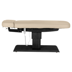 Sillon Relax Beige Bois Noir (7) Sillon Relax care table – electric SPA table – light wood massage table – ergonomic care bed – professional aesthetic table – adjustable spa table – segmented SPA mattress – electric spa table – high-end wellness furniture – stable spa table – premium aesthetic table – tiltable care bed – modern spa table – aesthetic salon equipment – comfortable massage table