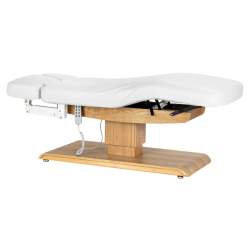 Sillon Relax Blanc Bois Clair (3) table de soin Sillon Relax – table SPA électrique – table de massage bois clair – lit de soin ergonomique – table esthétique professionnelle – table de spa réglable – matelas segmenté SPA – table de soin électrique – mobilier bien‑être haut de gamme – table de massage stable – table esthétique premium – lit de soin inclinable – table de spa moderne – équipement salon esthétique – table de massage confortable