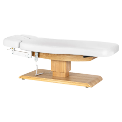 Sillon Relax Blanc Bois Clair (4) table de soin Sillon Relax – table SPA électrique – table de massage bois clair – lit de soin ergonomique – table esthétique professionnelle – table de spa réglable – matelas segmenté SPA – table de soin électrique – mobilier bien‑être haut de gamme – table de massage stable – table esthétique premium – lit de soin inclinable – table de spa moderne – équipement salon esthétique – table de massage confortable