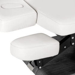 Sillon Relax Blanc Bois Noir (9) Sillon Relax care table – electric SPA table – light wood massage table – ergonomic care bed – professional aesthetic table – adjustable spa table – segmented SPA mattress – electric spa table – high-end wellness furniture – stable spa table – premium aesthetic table – tiltable care bed – modern spa table – aesthetic salon equipment – comfortable massage table
