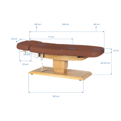 Sillon Relax Marron Bois Clair (21) Sillon Relax care table – electric SPA table – light wood massage table – ergonomic care bed – professional aesthetic table – adjustable spa table – segmented SPA mattress – electric spa table – high-end wellness furniture – stable spa table – premium aesthetic table – tiltable care bed – modern spa table – aesthetic salon equipment – comfortable massage table