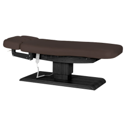Sillon Relax Brun foncé Bois Noir (5) Sillon Relax care table – electric SPA table – light wood massage table – ergonomic care bed – professional aesthetic table – adjustable spa table – segmented SPA mattress – electric spa table – high-end wellness furniture – stable spa table – premium aesthetic table – tiltable care bed – modern spa table – aesthetic salon equipment – comfortable massage table