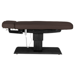 Sillon Relax Brun foncé Bois Noir (7) Sillon Relax care table – electric SPA table – light wood massage table – ergonomic care bed – professional aesthetic table – adjustable spa table – segmented SPA mattress – electric spa table – high-end wellness furniture – stable spa table – premium aesthetic table – tiltable care bed – modern spa table – aesthetic salon equipment – comfortable massage table